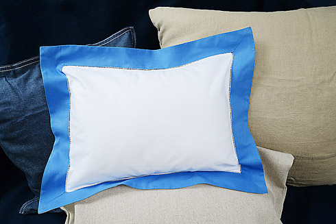 Hemstitch Baby Pillow 12"x16" French Blue color border.